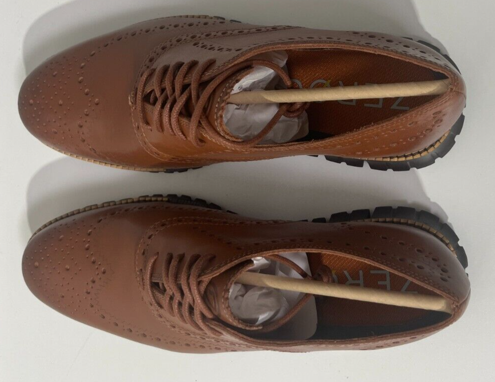 Cole Haan Men's 8.5 ZeroGrand Wingtip Oxfords Shoes British Tan/Java C29411