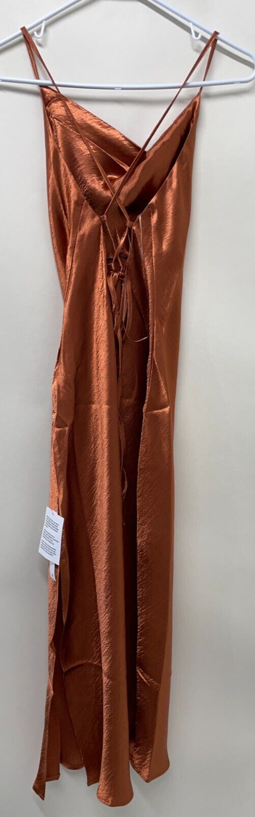 ASOS Design Womens 6 Cami Midi High Shine Satin Slip Dress Terracotta 116908415