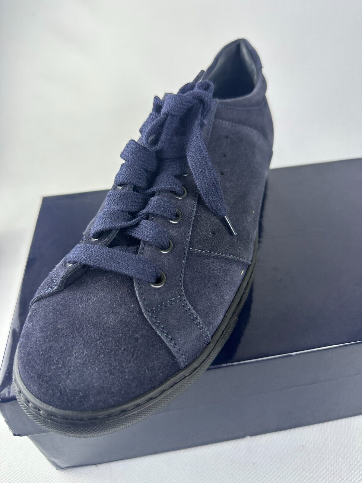 Michael Pasinkoff Mens 42 Navy Blue Suede Sneaker Shoes Made in Italy