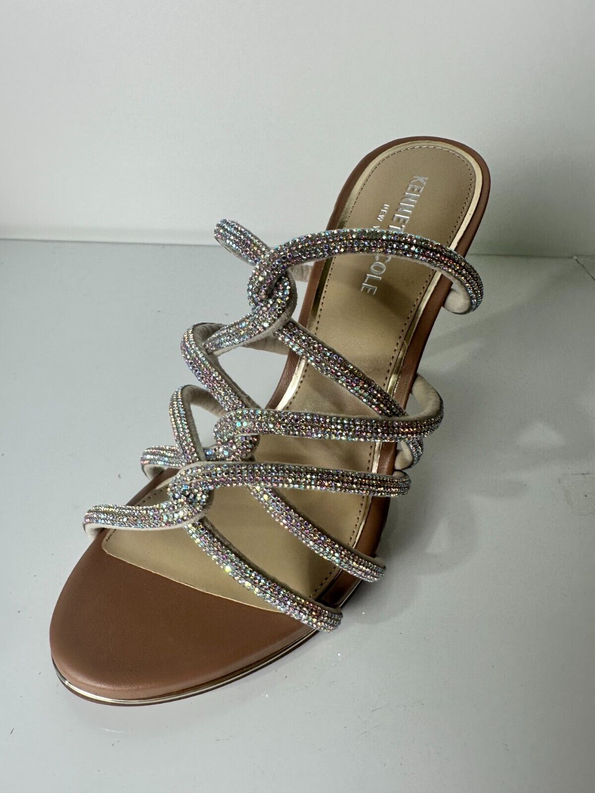 Kenneth Cole Women's 7 Brooke 95 Twisted Jeweled Heels Sandals Silver KLS2045MJ