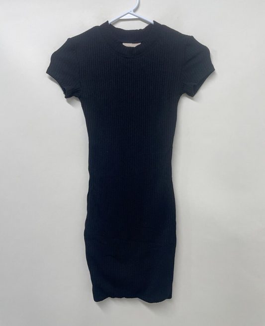 Staple & Hue Women's S Maya Mini Dress Black Waffle Knit Form Fitting Basics NWT