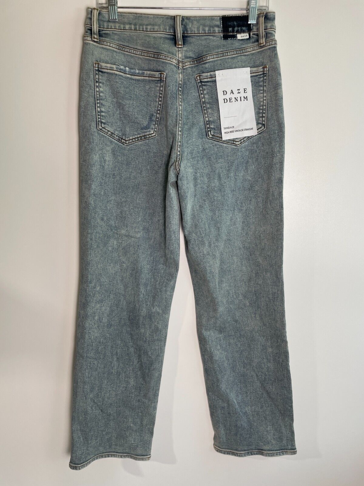 Daze Denim Womens 29 Sundaze High Rise Dad Jean Blue Distressed Straight Leg