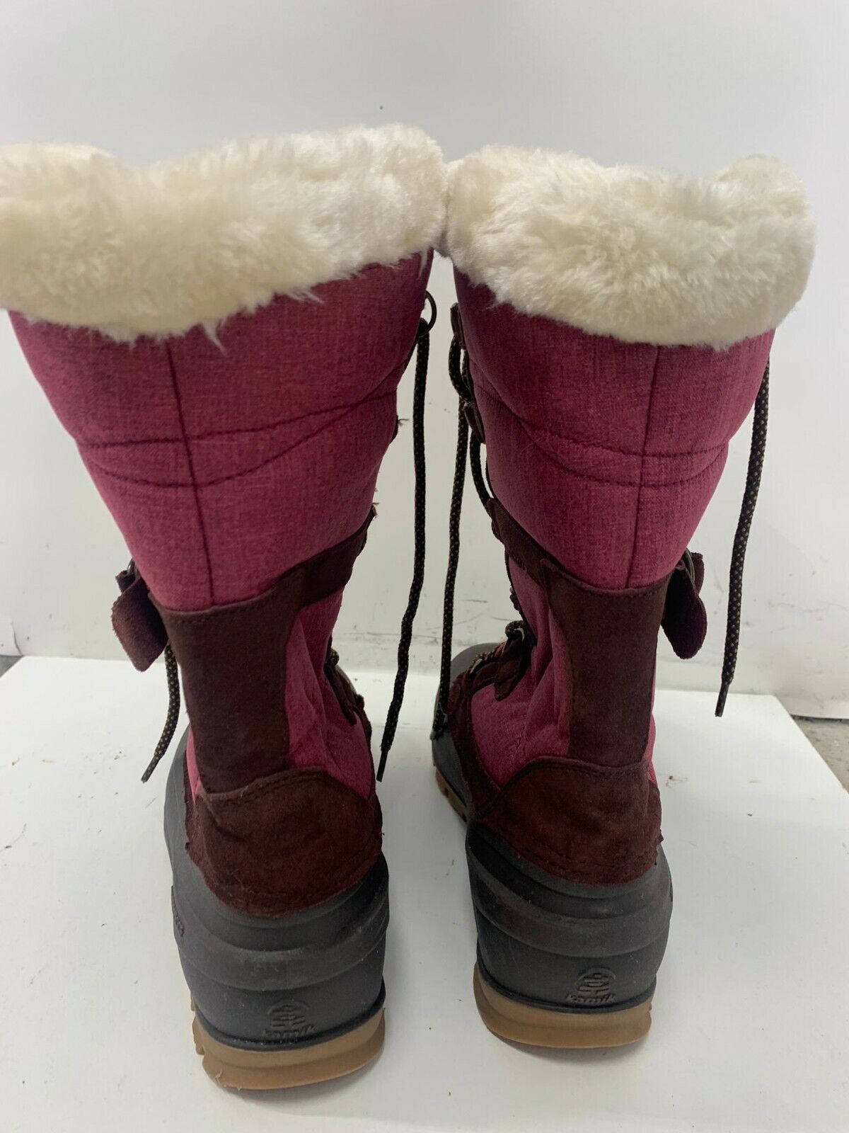 Kamik Womens 7 Snovalley 2 Boots Thinsulate Snow Faux Fur Burgundy Pink