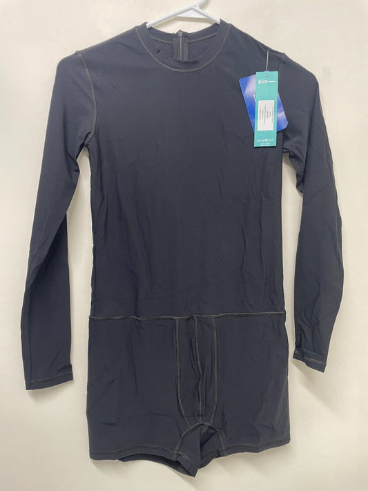 IceDress Adult M Thermal Bodysuit Black Figure Ice Skating Long Sleeve Back Zip