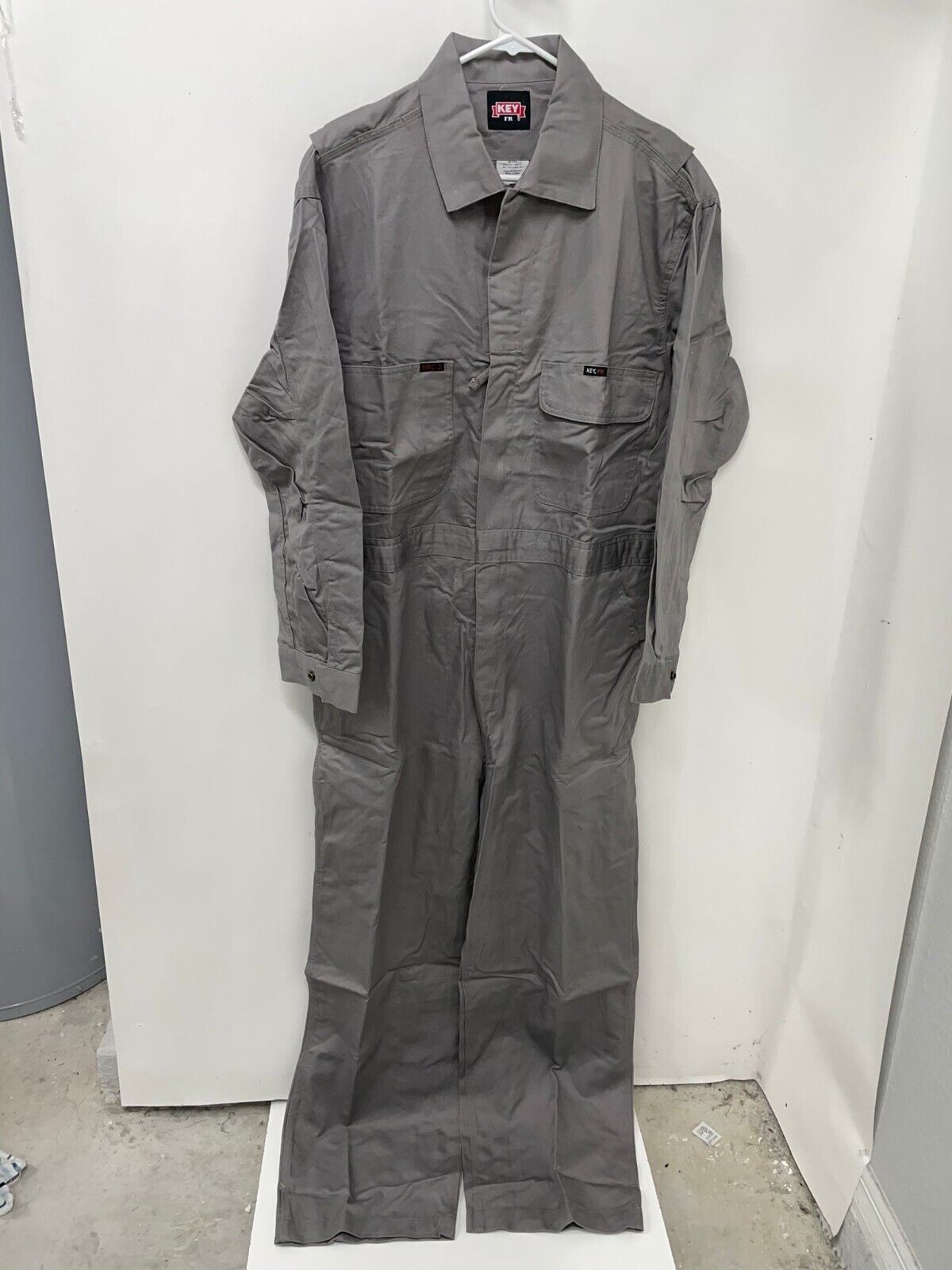 Key FR Mens 46R Flame Resistant Contractor Unlined Coveralls Gray Work