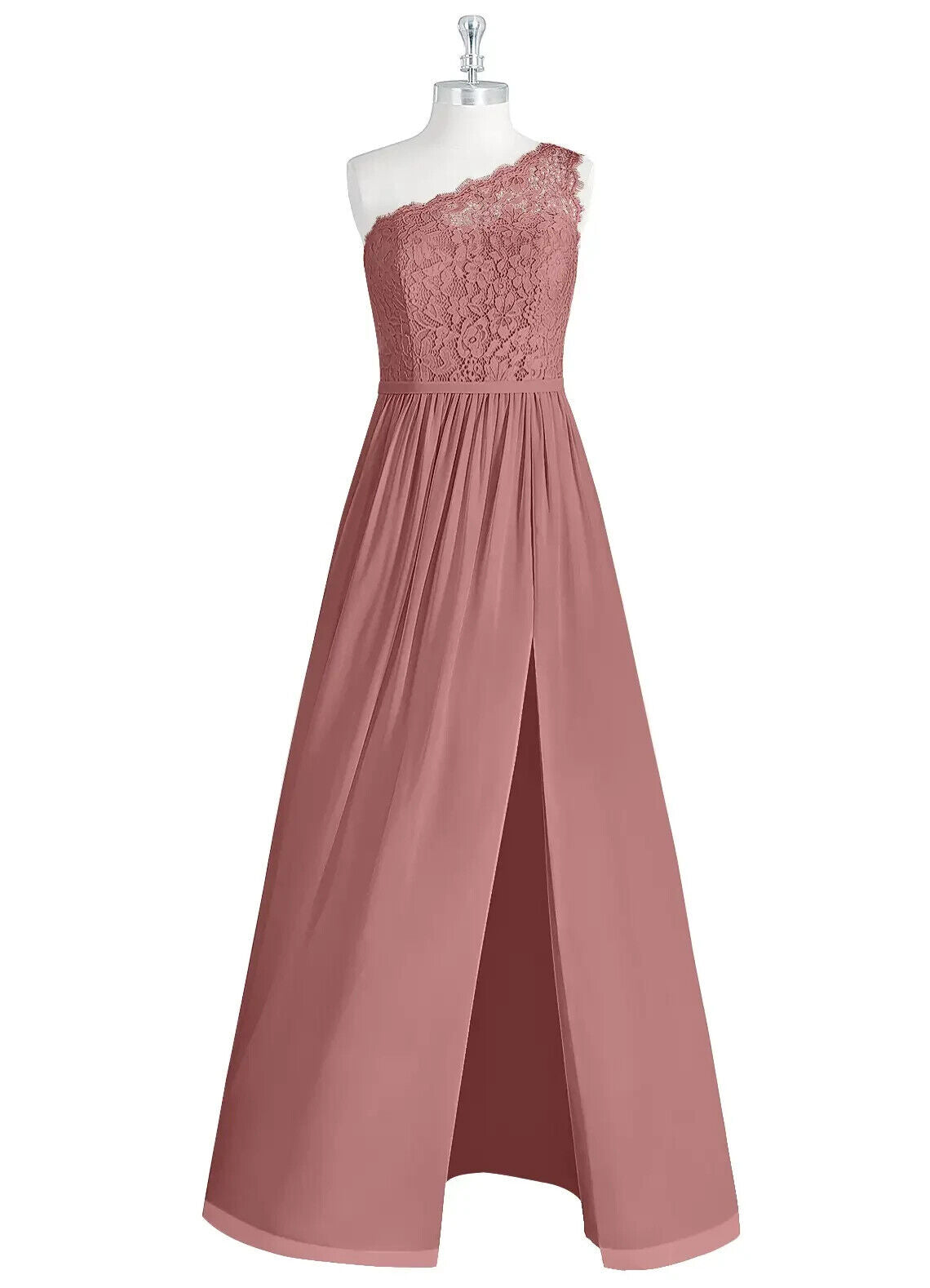 Azazie Womens 8 Demi Bridesmaid Dress Dusty Rose Pink Lace Bridal A8