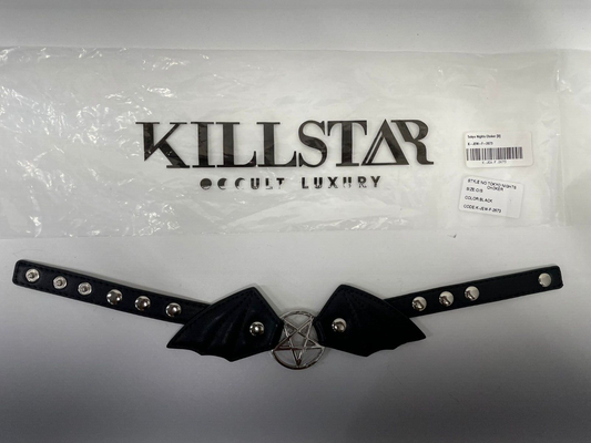 KILLSTAR Womens Tokyo Nights Bat Wing Choker Collar Necklace Black Goth One Size