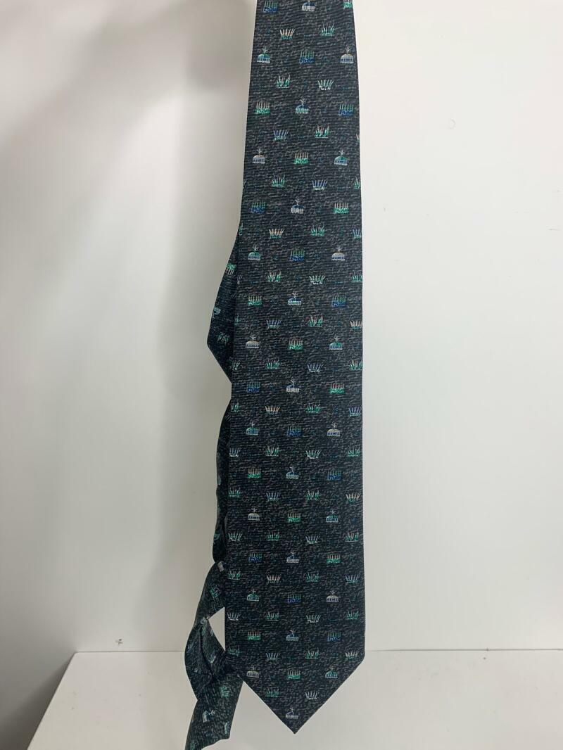 Blvgari Mens 4" Gray Patterned Silk Neck Dress Tie Italy Made 58" Long