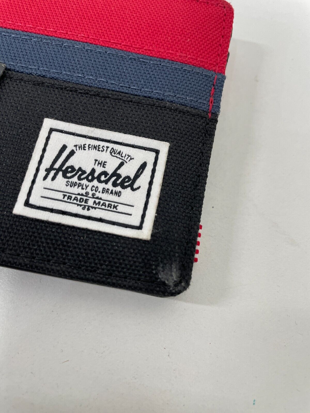 Herschel OS Hank Wallet Black/Navy/Red Bi-Fold RFID EcoSystem Fabric Vegan NWT