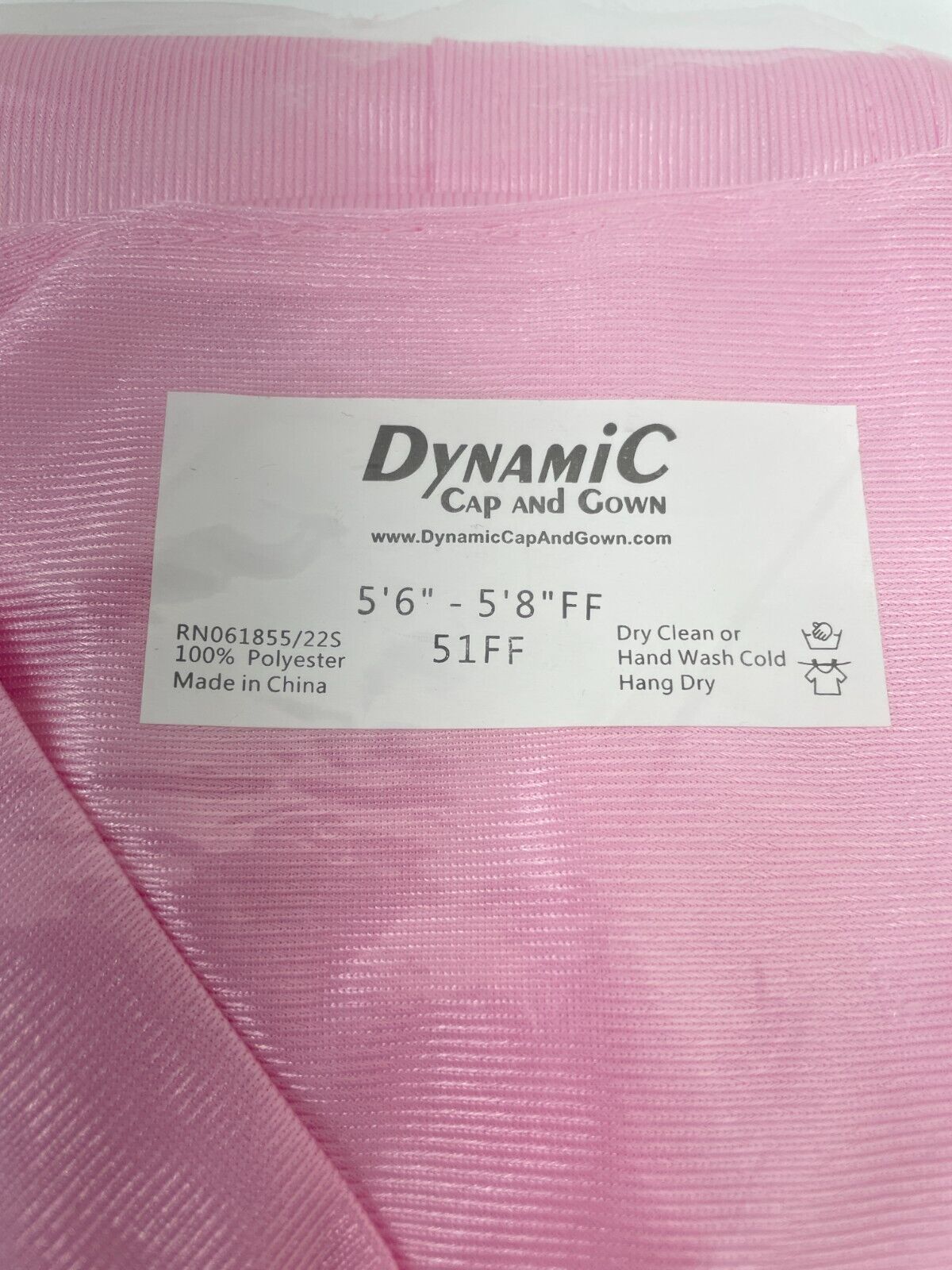 Dynamic Cap and Gown 5'6"-5'8"FF Pink 51FF W/ Tassel High School Graduation