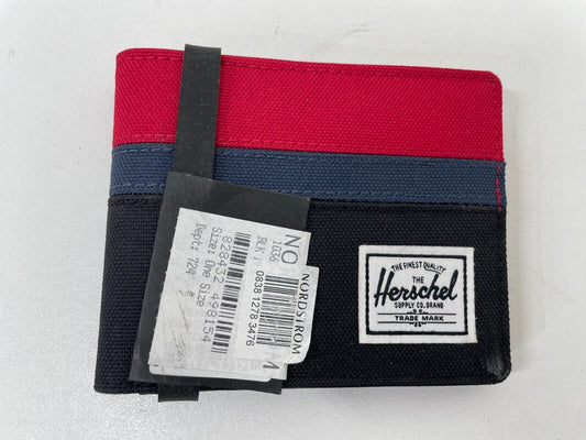 Herschel OS Hank Wallet Black/Navy/Red Bi-Fold RFID EcoSystem Fabric Vegan NWT