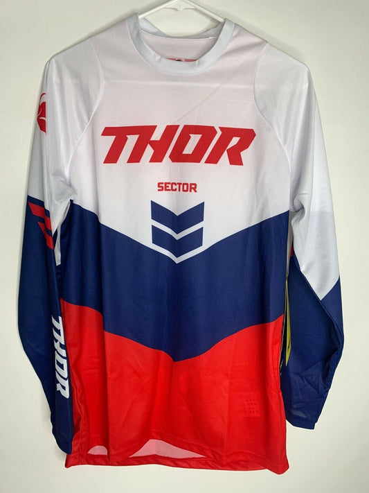 Thor Mens S 2022 Sector Jersey Chevron Long Sleeve MX ATX Red White Navy