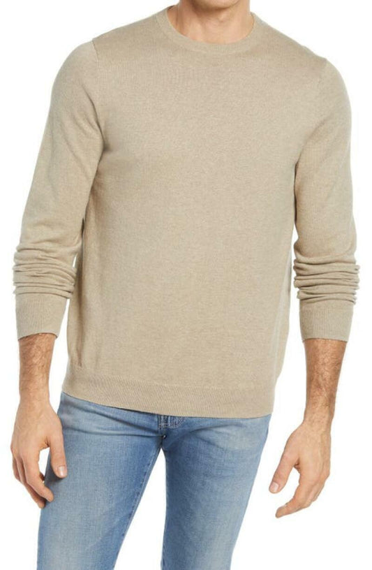 Nordstrom Mens Shop L Tan Desert Merino Wool Coolmax Crewneck Sweater Pullover