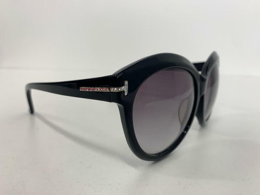 Tom Ford Womens Black TF1427 58/17/135 Cat Eye Round Heart Sunglasses Rhinestone